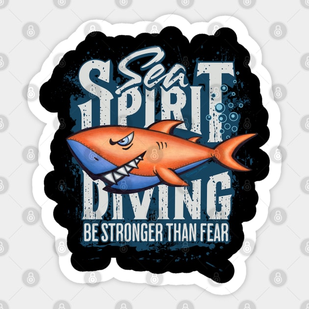 Baby shark grown up on Shark Sea Spirit Diving Sticker by Danny Gordon Art